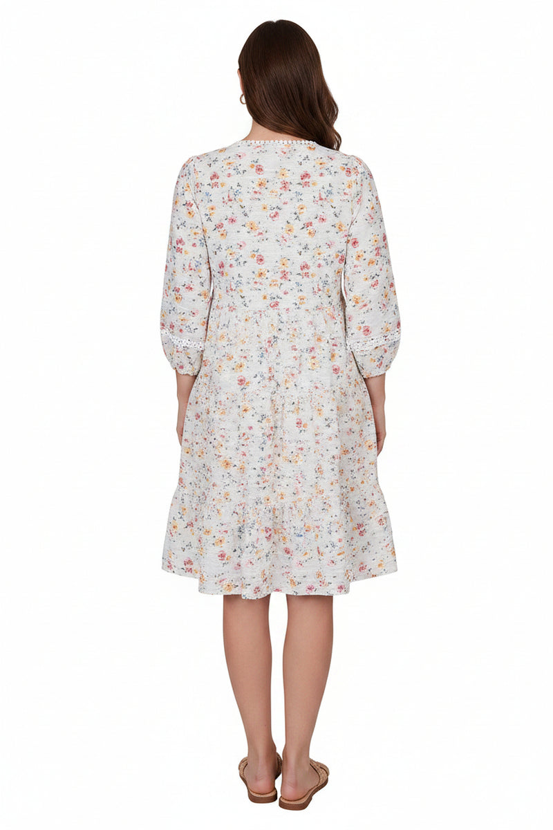 Embroidered Cotton Peasant Dress | Floral Boho Style
