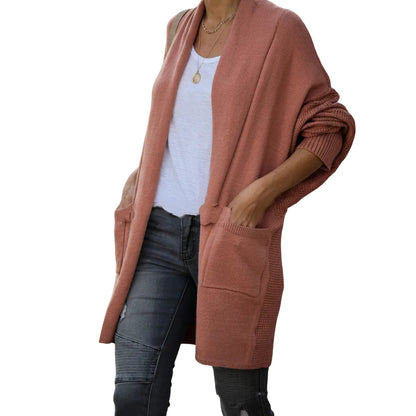 Women's open front bat sleeve cardigan in Cream