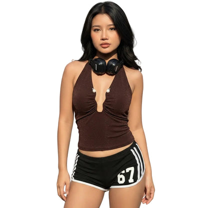 Women's Lace Up Halter Neck Slim Fit Tank Top