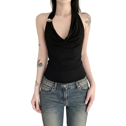 Women's Slim Fit Halter Neck Sleeveless Tank Top